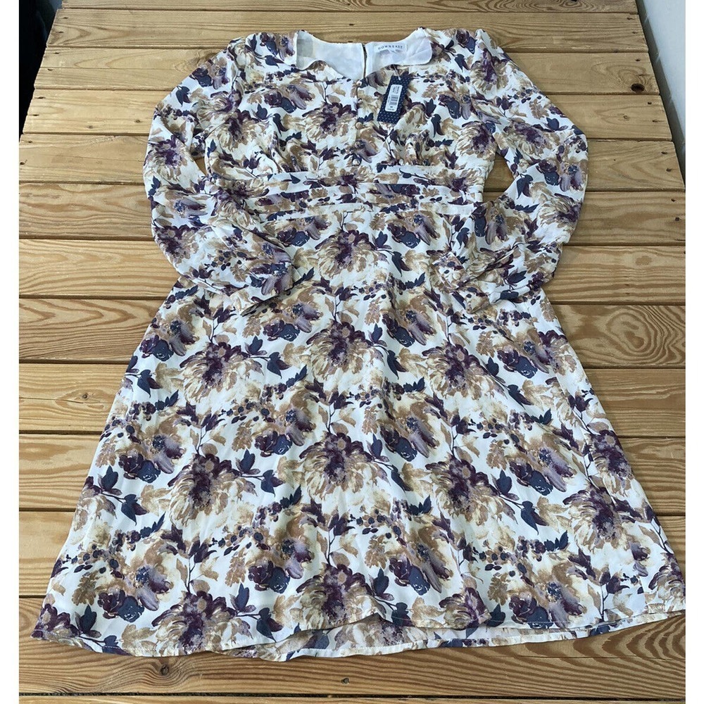 NWT DownEast Floral Pleated Waist Dress Size Small Women’s Cream MSRP $46.99